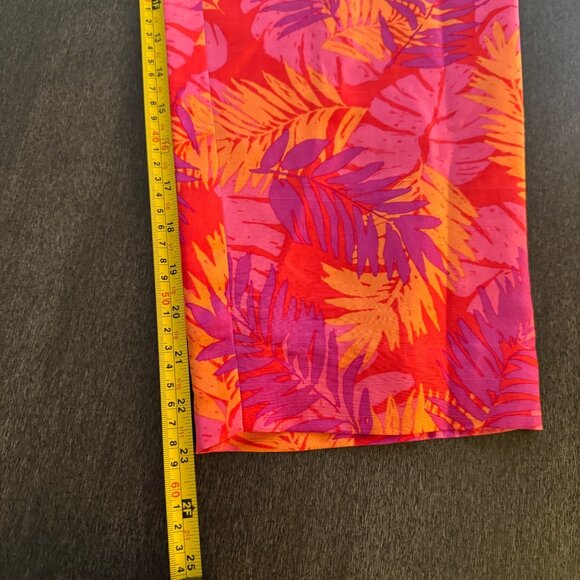 Allison Taylor Women's 100% Silk Red Pink Floral Pants Trouser, Size 6 - Picture 8 of 9